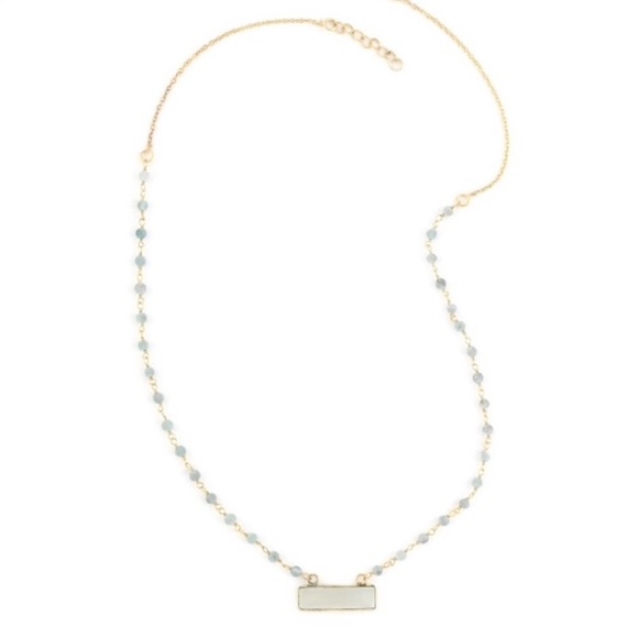 Chalcedony and Apatite Bar Necklace in 14k Yellow Gold Over Sterling Silver - Picture 4 of 7